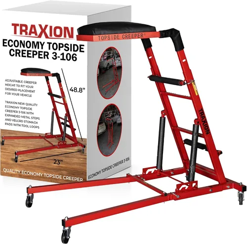 Miniatura 3 de Traxion Nueva calidad Economy Topside Creeper 3-109 Aqua con escalones de metal expandido y almohadillas de velcro para el estómago con bucles