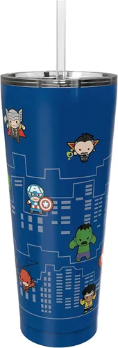 Miniatura 10 de Zak Designs Disney Minnie Mouse - Vaso de viaje de acero inoxidable con aislamiento al vacío con tapa a prueba de salpicaduras, incluye popote