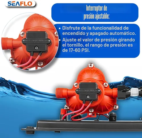 Miniatura 5 de SEAFLO Sistema de Bomba de Agua y Tanque Acumulador Serie 33 - 12V CC, 3.0 GPM, 45 PSI, Tanque de 0.2 Galones - Reduce el Ciclo para Aplicaciones