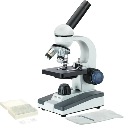 Miniatura 4 de AmScope - Juego de microscopio monocular compuesto para estudiantes 40X-1000X + Kit de preparación de diapositivas + Tarjetas de experimentos