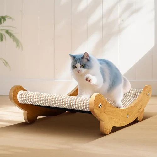 Miniatura 3 de Cama rascador grande de sisal natural de 23.2 pulgadas, almohadilla rascador duradera para gatos grandes de interior, poste rascador 2 en 1