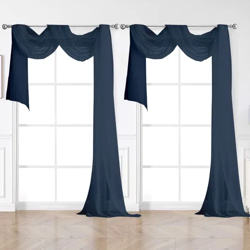 Miniatura 149 de OVZME - Cortinas traslúcidas blancas de 45 pulgadas de largo, 2 paneles, cortinas de gasa con bolsillo para barra para ventanas pequeñas, cada una