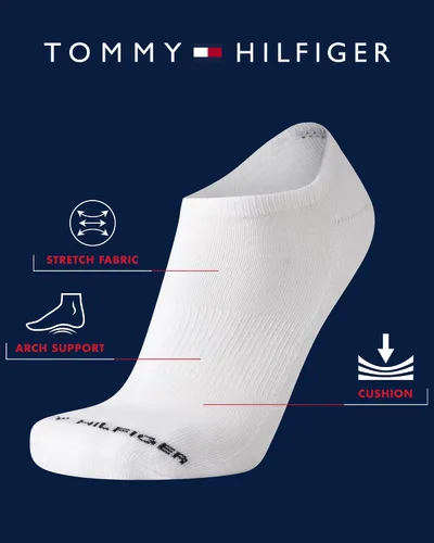 Miniatura 2 de Tommy Hilfiger Calcetines invisibles para hombre - paquete de 6 unidades, calcetines deportivos elásticos acolchados de corte bajo para hombre