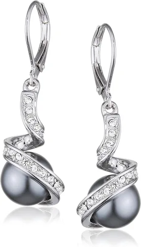 Yoursfs Women Leverback Earrings with AAA Austria Crystal Dangle Pearl Earrings for Women 18K Gold Plated Bridal Jewelry
