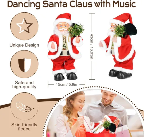 Miniatura 4 de Juguete musical animado de Navidad de Papá Noel, sacudido de glúteos, Papá Noel bailando con canción española cantando Santa Claus divertida