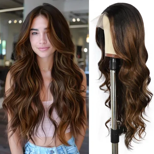 Miniatura 10 de SAPPHIREWIGS Peluca rubia con encaje frontal, pelucas largas y onduladas para mujer, pelucas de color rubio ceniza, resistentes al calor, para Mix