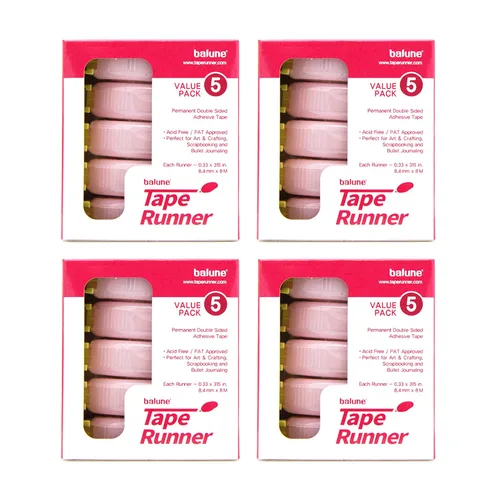 Tape Runner - Cinta adhesiva de doble cara con rodillo dispensador incluido - Sin ácidos, pegajosa, clara y transparente - Ideal para álbumes de