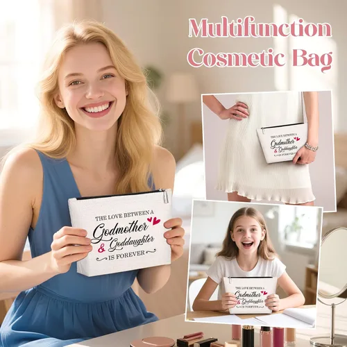 Miniatura 5 de GevGuxLuo A girl loves Makeup Bag, Beige, Madrina y ahijada
