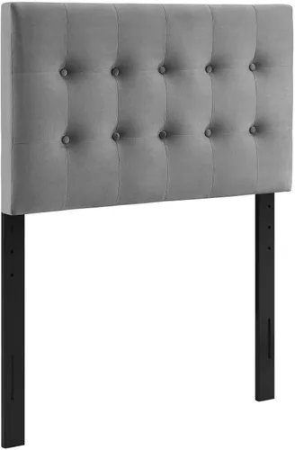 Miniatura 3 de Modway Emily - Cabecera de terciopelo con diseño capitoné de tamaño individual, color gris