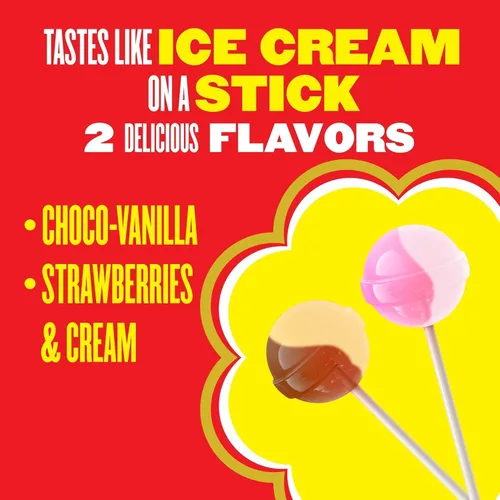 Miniatura 3 de Chupa Chups Paletas Candy, 40 ventosas de caramelo para niños, helado de cremosa, 2 sabores cremosos surtidos, para regalos, fiestas, oficina, 40
