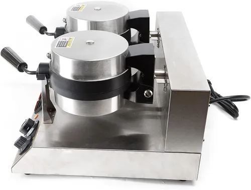 Miniatura 5 de Máquina de gofres belga de doble cabeza comercial giratoria de doble alerón para desayunar, cocina antiadherente, resistente, para restaurante, mini