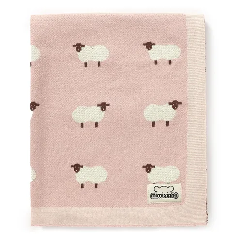 Miniatura 13 de mimixiong Manta de punto para bebés niños y niñas, algodón suave neutro en blanco para envolver cochecito de cuna con lindas ovejas