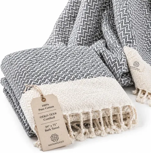 Miniatura 11 de Madamelique Exclusivo juego de toallas de mano de 2 a 18 x 40 pulgadas, toalla decorativa de baño para manos, cara, cabello, yoga, té, paños