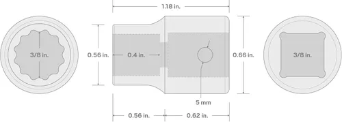 Miniatura 196 de TEKTON Encastre de 3/8 pulgadas x 0.669 in Zócalo de impacto de 12 puntos poco profundo SID12317
