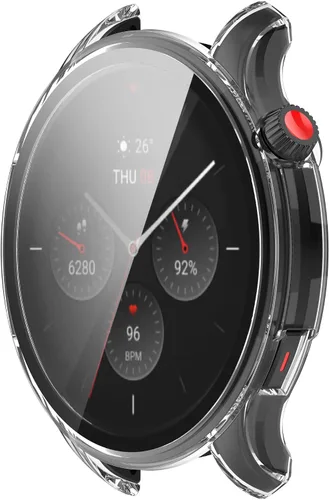 Miniatura 6 de Funda de reloj compatible con Amazfit GTR 4, resistente a los arañazos, funda de PC con protector de pantalla de vidrio templado HD para Amazfit GTR