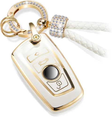 Miniatura 18 de para llavero de Cadillac con funda de TPU con superficie granulada y cuerda trenzada metálica, funda de llavero mejorada para 2020 en adelante CT4