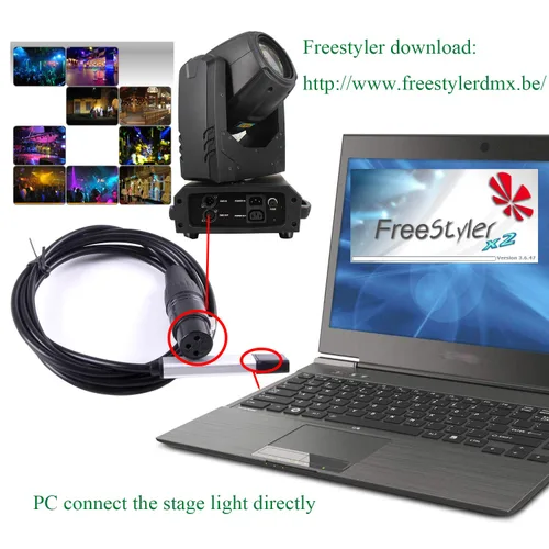 Miniatura 6 de Adaptador de interfaz USB a DMX RS485 Convertidor Serial 3PIN XLR LED DMX512 Freestyler Software PC a escenario Control de iluminación Cable