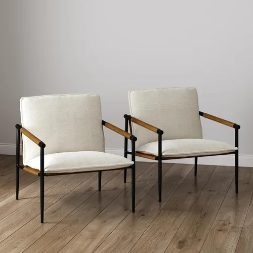 Miniatura 12 de Nathan James - Hudson - Silla decorativa para sala de estar, cómoda silla de lectura para dormitorio, sillón de madera estilo mediados de siglo