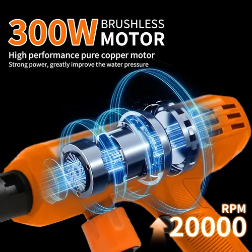 Miniatura 2 de Lavadora a presión inalámbrica, lavadora de energía portátil de 1200 PSI con batería de 4Ah y cargador, boquilla 6 en 1, manguera de 5 metros