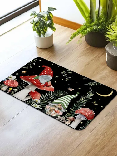 Miniatura 2 de Tapete de baño antideslizante de gnomos de hongos, tapete de baño, alfombra de pasillo de baño, de secado rápido y absorbente, de tierra