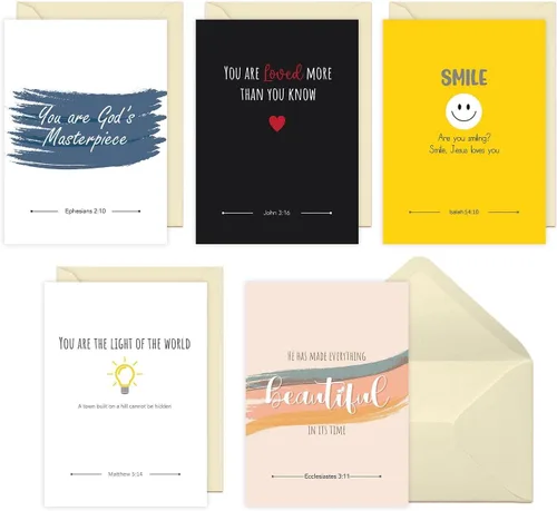 Miniatura 7 de Kulture Games Tarjetas de felicitación cristianas (paquete de 10) – Tarjetas de aliento, inspiradoras y motivacionales con sobres y calcomanías