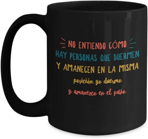 Miniatura 3 de Taza de Cafe Duermen Vaso, taza de téa divertidas, tazas personalizadas, taza de café inspiradoras, taza con mensajes positivos., 11onza, Negro