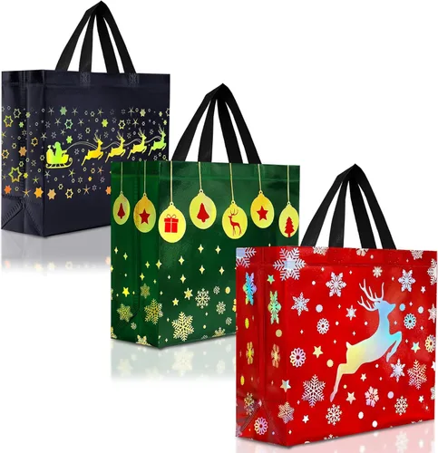 Miniatura 12 de Nush Nush Bolsas de regalo extragrandes de colores mixtos, juego de 12 bolsas de regalo extragrandes reutilizables de colores surtidos con asas