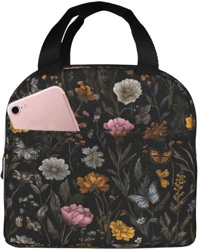 Miniatura 30 de Lonchera con diseño a cuadros azules aislada, bolsa térmica para almuerzo para adultos, niños, niñas, mujeres, oficina, trabajo, escuela, picnic