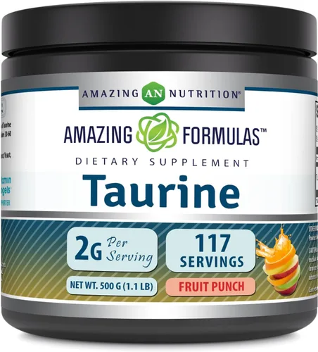 Amazing Formulas - Suplemento en polvo de taurina de 17.64 oz (1.1 libras), 2000 mg por porción, 111 porciones, sin OMG, sin gluten, fabricado en