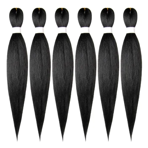Miniatura 40 de Cabello trenzado preestirado de 10 pulgadas, 4 paquetes, extensiones de cabello corto para trenzas, cabello sintético preestirado #1 (negro azabache)