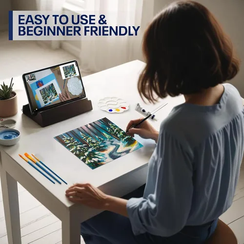 Miniatura 3 de Kit de Pintura DIY Painting4Real para Adultos – Aprende a Pintar Bosques Navideños con Tutoriales en Vídeo – Juego de Pintura Acrílica de 9 Piezas