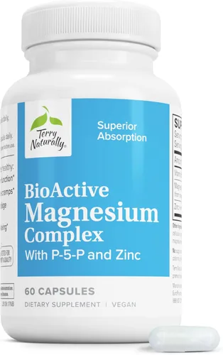 Terry Naturally P-5-P/MAG - 60 cápsulas veganas - Vitamina B6 (piridoxal-5-fosfato), suplemento de zinc y magnesio, apoya la salud del corazón, sin