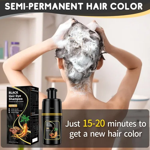 Miniatura 4 de IIIMEIDU Champú para teñir el cabello negro 3 en 1, champú para colorear el cabello natural para cabello gris, tinte para el cabello para mujeres