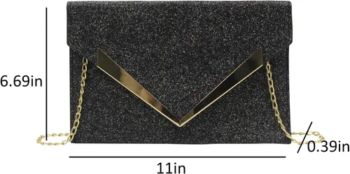 Miniatura 7 de Caviotess Women Shiny Sequin Envelope Clutch Purse Elegant Evening Bag Shoulder Handbag with Chain Strap