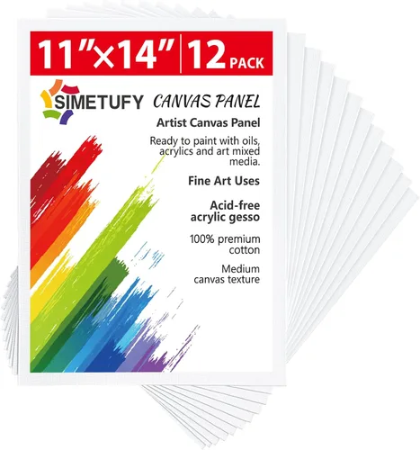 Miniatura 24 de Simetufy Paquete de 12 tableros de lienzo de 9 x 12 pulgadas para pintar paneles de lienzo, imprimados con gesso sin ácidos, 100% algodón