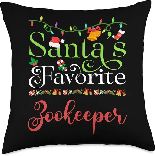 Miniatura 4 de Santa's Worker Holiday Threads Santas Favorite Zookeeper Holiday Top Elf Profession Throw Pillow, 16x16, Multicolor