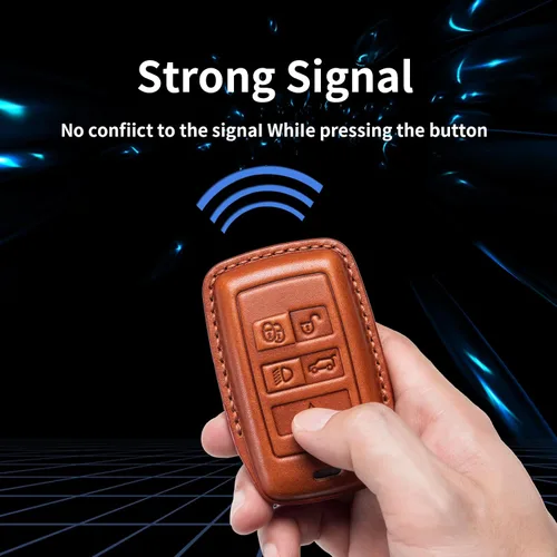 Miniatura 3 de Funda para llavero Jeep de piel auténtica con llavero, compatible con Grand Cherokee Renegade Wrangler Patriot Grand Commander Smart Key Anti-polvo