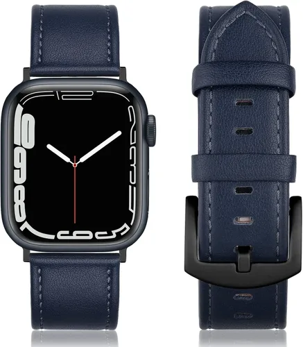 Miniatura 20 de Correa de cuero compatible con correas de Apple Watch de 1.811 in, 1.772 in, 1.732 in, 1.654 in (Serie 1/2/3) para hombres y mujeres, correa