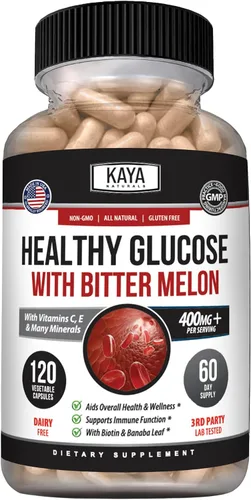 Kaya Naturals Suplemento de gluco saludable con amargo | Apoya niveles y función saludables, 20 hierbas, vitaminas y minerales, ácido alfa lipoico,