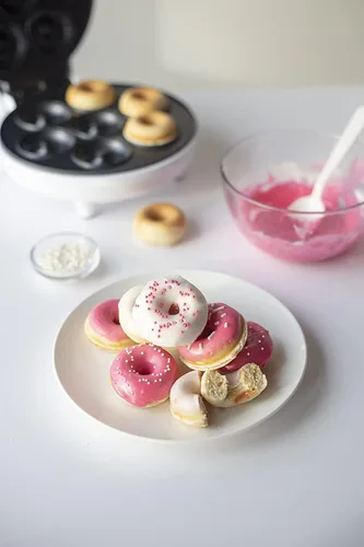 Miniatura 4 de Mini máquina de donas, superficie eléctrica antiadherente que hace 7 donas pequeñas, decora o hiela tu propia para postres o aperitivos aptos