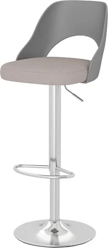 Miniatura 20 de HENGJIANYI Taburete de bar giratorio ajustable en altura con respaldo hueco, silla tapizada con base de metal negro, asiento negro