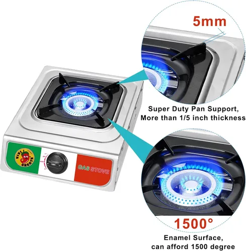 Miniatura 5 de Vivicreate Estufa de gas propano de un solo quemador de 10000 BTU, cocina portátil de acero inoxidable con manguera para barbacoa, freír, hervir