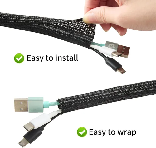 Miniatura 2 de Split Wire Loom - Funda trenzada de 3/8 pulgadas, 50 pies, para gestión de cables, protector de cable para mascotas, TV, escritorio y automóvil