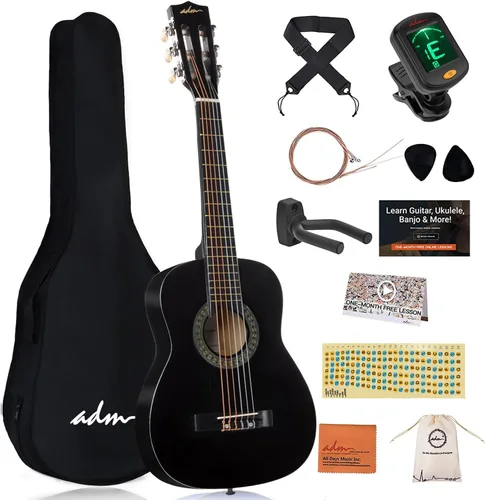 ADM - Guitarra acústica para principiantes, 30 pulgadas, cuerdas de nailon, guitarra de madera para niños y estudiantes, lecciones en línea, con