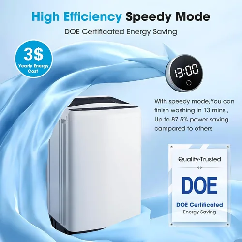 Miniatura 9 de Lavadora portátil de 15.7 libras, lavadora portátil completamente automática con 10 ciclos de lavado, lavadora de ropa de carga superior con bomba