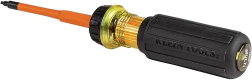 Miniatura 6 de Klein Tools 32287 Destornillador aislante, juego de destornilladores 2 en 1 con hoja abatible, puntas cuadradas #1 y #2, hojas de doble punta