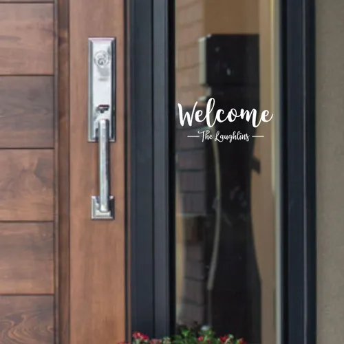 Miniatura 6 de Letrero de vinilo personalizado con nombre de familia para puerta delantera, decoración de pared del hogar o ventana, elige entre varios tamaños