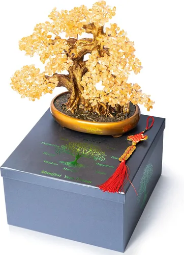 Miniatura 7 de Árbol bonsái de cristal de citrino natural, árbol de la vida, gran árbol de chakras de dinero Feng Shui para la suerte y la riqueza decoración