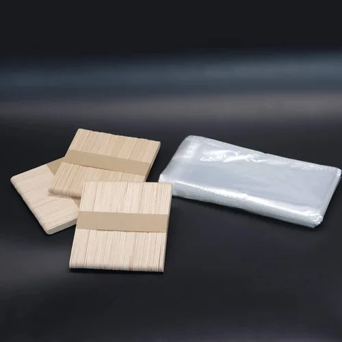Miniatura 2 de 200 palitos de madera para paletas y 200 bolsas de paletas transparentes de plástico para hacer helados, para hacer bricolaje, suministros de helado