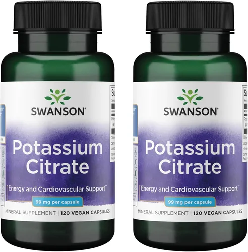 Swanson Citrato de potasio, suplemento mineral que promueve la salud del corazón y el apoyo energético, ayuda a la función óptima de los nervios y